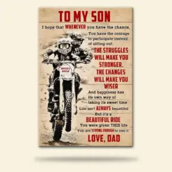 Personalized Motocross Father & Son Poster - Struggles Will Make You Stronger - Vintage - Poster & Canvas