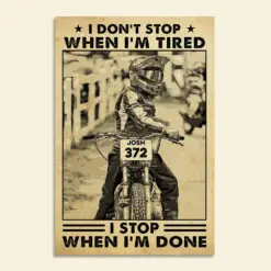 Personalized Motocross Poster - I Stop When I'm Done - Vintage - Poster & Canvas