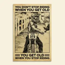 Personalized Motocross Poster - You Don't Stop Riding - Vintage - Poster & Canvas