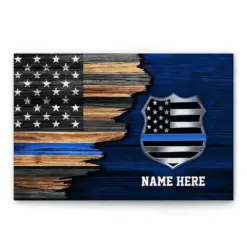 Personalized Police Poster & Canvas, Back The Blue Wall Art, Custom Name Home Decor, Father's Day, Birthday Gift For Men, Dad, Husband