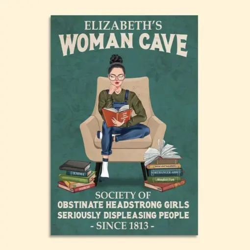 Personalized Reading Book Poster - Woman Cave - Poster & Canvas