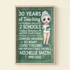 Personalized Retired Teacher Poster - One Unforgettable Teacher - Poster & Canvas