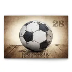 Personalized Soccer Poster & Canvas, Soccer Ball Vintage Wall Art, Custom Name Number Home Decor For Men, Women, Soccer Player