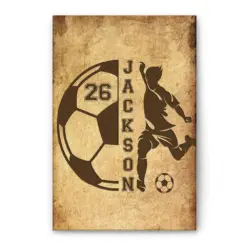 Personalized Soccer Poster & Canvas, Soccer Player - Inspirational Wall Art, Custom Name Number Home Decor For Son, Boy