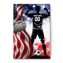 Personalized Soccer Poster & Canvas, Soccer Player US Flag Wall Art, Custom Name Number Home Decor For Husband, Boyfriend, Son, Kid