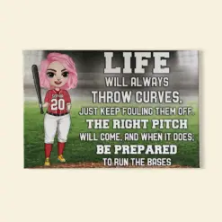 Personalized Softball Girl Poster - Life Will Always Throw Curves Just Keep Fouling Them Off - Poster & Canvas