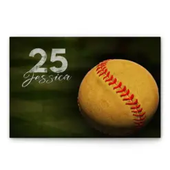 Personalized Softball Poster & Canvas, Close Up of Softball Ball Wall Art, Custom Name Number Home Decor For Daughter, Girl, Women