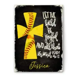 Personalized Softball Poster & Canvas, Jesus Cross - Christian - Motivational Wall Art, Custom Name Home Decor For Wife, Mom, Daughter, Girl