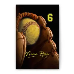 Personalized Softball Poster & Canvas, Softball Gloves Wall Art, Custom Name Number Home Decor, Birthday Gift For Girl, Daughter, Kid From Mom, Dad