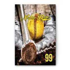 Personalized Softball Poster & Canvas, Softball Old School Ball Wall Art, Custom Name Number Home Decor, Birthday Gift For Girl, Daughter, Kid