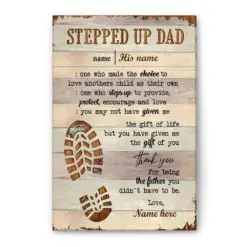 Personalized Stepdad Poster & Canvas, Stepped Up Dad Wall Art, Custom Name Home Decor, Happy Father's Day Gift For Step Dad, Dad