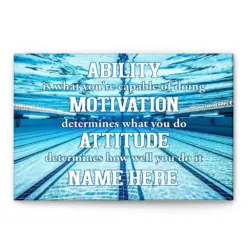 Personalized Swimming Poster & Canvas, Sport Inspirational Quote Wall Art, Custom Name Home Decor