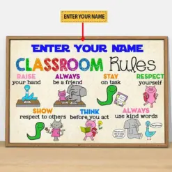 Personalized Teacher Posters For Classroom, Cute Poster Teachers Canvas, Teacher Posters For Classroom Rules