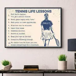 Personalized Tennis Life Lessons Tennis Girl Poster, Canvas