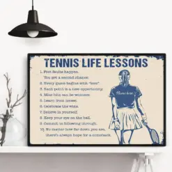 Personalized Tennis Poster & Canvas, Tennis Girl Life Lessons Wall Art, Custom Name Home Decor For Girl, Daughter, Kid From Mom, Dad