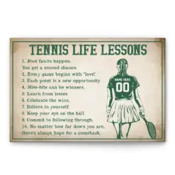 Personalized Tennis Poster & Canvas, Tennis Life Lessons Wall Art, Custom Name Home Decor, Birthday Gift For Girl, Daughter, Kid From Mom, Dad