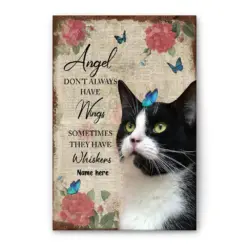 Personalized Tuxedo Cat Poster & Canvas, Angels Don't Always Have Wings Wall Art, Home Decor, Mother's Day, Birthday Gift For Cat Mom, Cat Lover