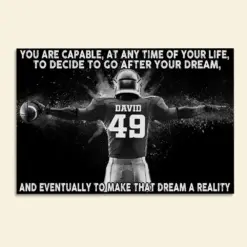 Personalized Vintage American Football Player Poster - Make That Dream A Reality - Poster & Canvas