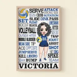 Personalized Volleyball Girl Poster - Serve Attack Strong Side Outside Hitter Middle Blockers Jump - Poster & Canvas