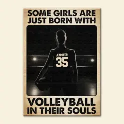 Personalized Volleyball Girl Poster - Some Girls Are Just Born With The Volleyball In Their Souls - Vintage - Poster & Canvas