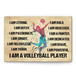 Personalized Volleyball Poster & Canvas, I Am A Volleyball Player Wall Art, Custom Name Home Decor, Birthday Gift For Girl, Daughter, Kid From Mom, Dad