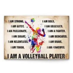 Personalized Volleyball Poster & Canvas, I Am A Volleyball Player Wall Art, Custom Name Number Home Decor, Birthday Gift For Girl, Daughter, Kid