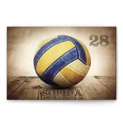 Personalized Volleyball Poster & Canvas, Volleyball Ball Vintage Wall Art, Custom Name Number Home Decor For Daughter, Women