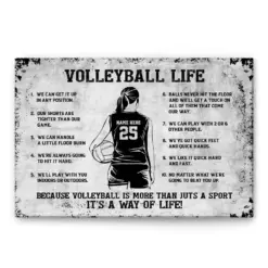 Personalized Volleyball Poster & Canvas, Volleyball Life - Inspirational Quote Motivational Wall Art, Custom Name Number Home Decor