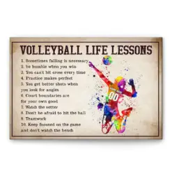 Personalized Volleyball Poster & Canvas, Volleyball Life Lessons Wall Art, Custom Name Number Home Decor, Birthday Gift For Girl, Daughter, Kid From Mom, Dad