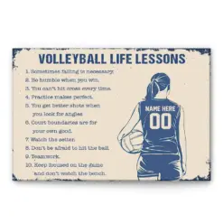 Personalized Volleyball Poster & Canvas, Volleyball Life Lessons Wall Art, Custom Name Number Home Decor For Girl, Daughter, Kid From Mom, Dad