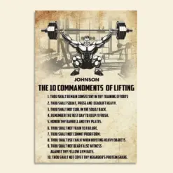 Personalized Weightlifting Man Poster - The Commandments Of Lifting - Vintage - Poster & Canvas