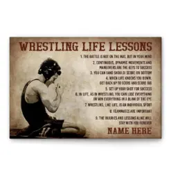 Personalized Wrestling Poster & Canvas, Wrestling Life Lessons Wall Art, Custom Name Home Decor, Birthday Gift For Boy, Son, Kid From Mom, Dad