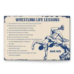 Personalized Wrestling Poster & Canvas, Wrestling Life Lessons Wall Art, Custom Name Home Decor, Birthday Gift For Men, Boy, Boyfriend