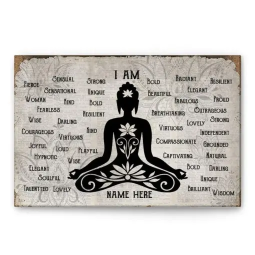 Personalized Yoga Poster & Canvas, I Am Yoga - Inspirational - Yoga Asana - Intermediate Yoga Asanas Wall Art, Custom Name Home Decor