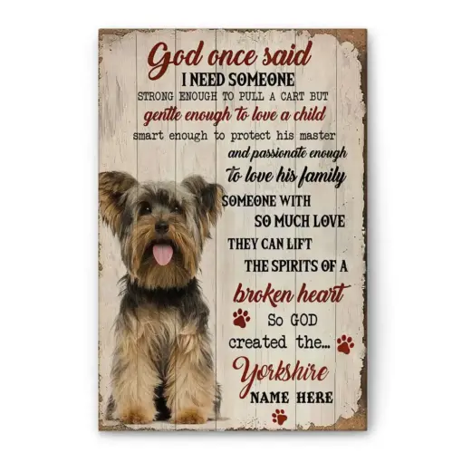 Personalized Yorkshire Terrier Poster & Canvas, Inspirational - So God Created the Wall Art, Custom Name Home Decor For Dog Lover, Dog Mom