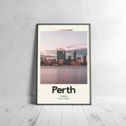 Perth City Poster - Oil Painting Technique | Oceanic Wall Art | & Printed Travel Prints | Animalistic Home Decor