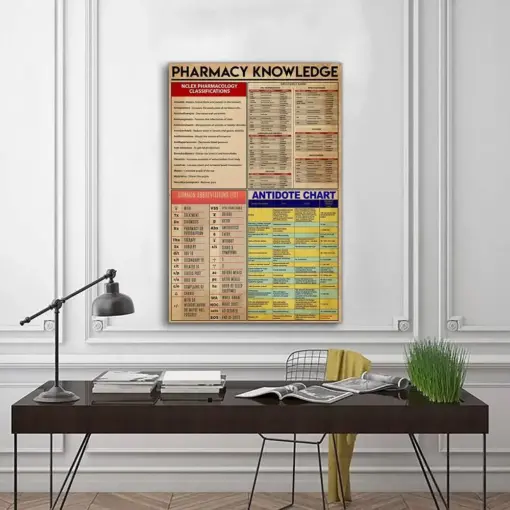 Pharmacy Knowledge Poster Home Decor Wall Lover Gift Wall Art Home Education Poster Pharmacist Gift Knowledge Poster Christmas Gift