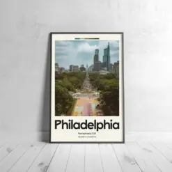 Philadelphia Skyline Poster - Oil Painting Technique | United States Wall Art | & Printed Travel Prints | Animalistic Home Decor