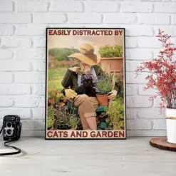 Photo Canvas Prints Easily Distracted By Cats And Garden Birthday Gift Vintage Home Wall Decor Canvas