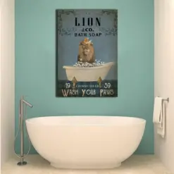 Photo Canvas Prints Lion & Co. Bath Soap Birthday Gift Vintage Home Wall Decor Canvas