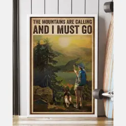 Photography Dogs Girl Canvas Prints The Mountains Are Calling And I Must Go Vintage Wall Art Gifts Vintage Home Wall Decor Canvas