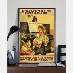 Piano And Dogs Loves Canvas Prints Once Upon A Time There Was A Girl Vintage Wall Art Gifts Vintage Home Wall Decor Canvas