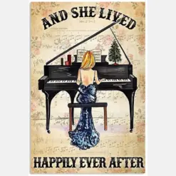 Piano Girl She Lived Happily Ever After Woman In Blue Dress Hobby Vintage