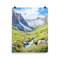 Picks De Europa Watercolor Print | Spain Travel Gift | Mountain Landscape Decor | | Europe Nature Wall Art | Hiking Gift | Alpine