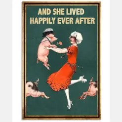 Pig Loves Canvas Prints And She Lived Happily Ever After Vintage Wall Art Gifts Vintage Home Wall Decor Canvas