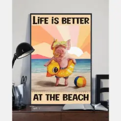 Pig Loves Canvas Prints Life Is Better At The Beach Vintage Wall Art Gifts Vintage Home Wall Decor Canvas