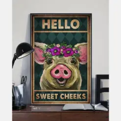 Pig Loves Poster Why Hello Sweet Cheeks Vintage Room Home Decor Wall Art Gifts Idea