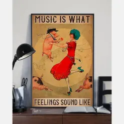 Pig Music Loves Poster Music Is What Feelings Sound Like Vintage Room Home Decor Wall Art Gifts Idea