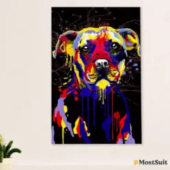Pitbull Potrait Watercolor Poster - Dog Wall Art For Living Room - Gifts For Pitbull Lovers Mom Dad