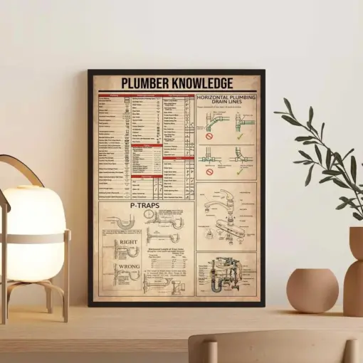 Plumber Knowledge Art Print Knowledge Vintage Poster Plumber Retro Art Print Plumber Retro Wall Art Plumber Gift Job Knowledge Poster